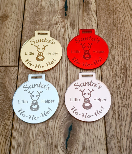 Acrylic Santa's Little Helper Medal-Mackie Direct