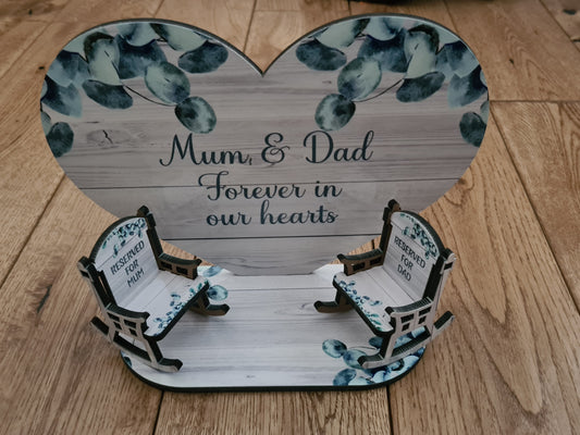 Heart & Double Chair Sublimation MDF Memorial Stand - Mackie Direct