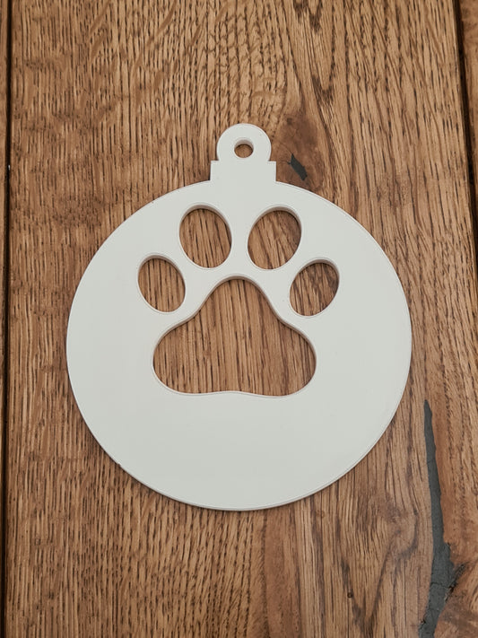 Acrylic Large Pawprint Cut Out Bauble Christmas Tree Decoration-Mackie Direct