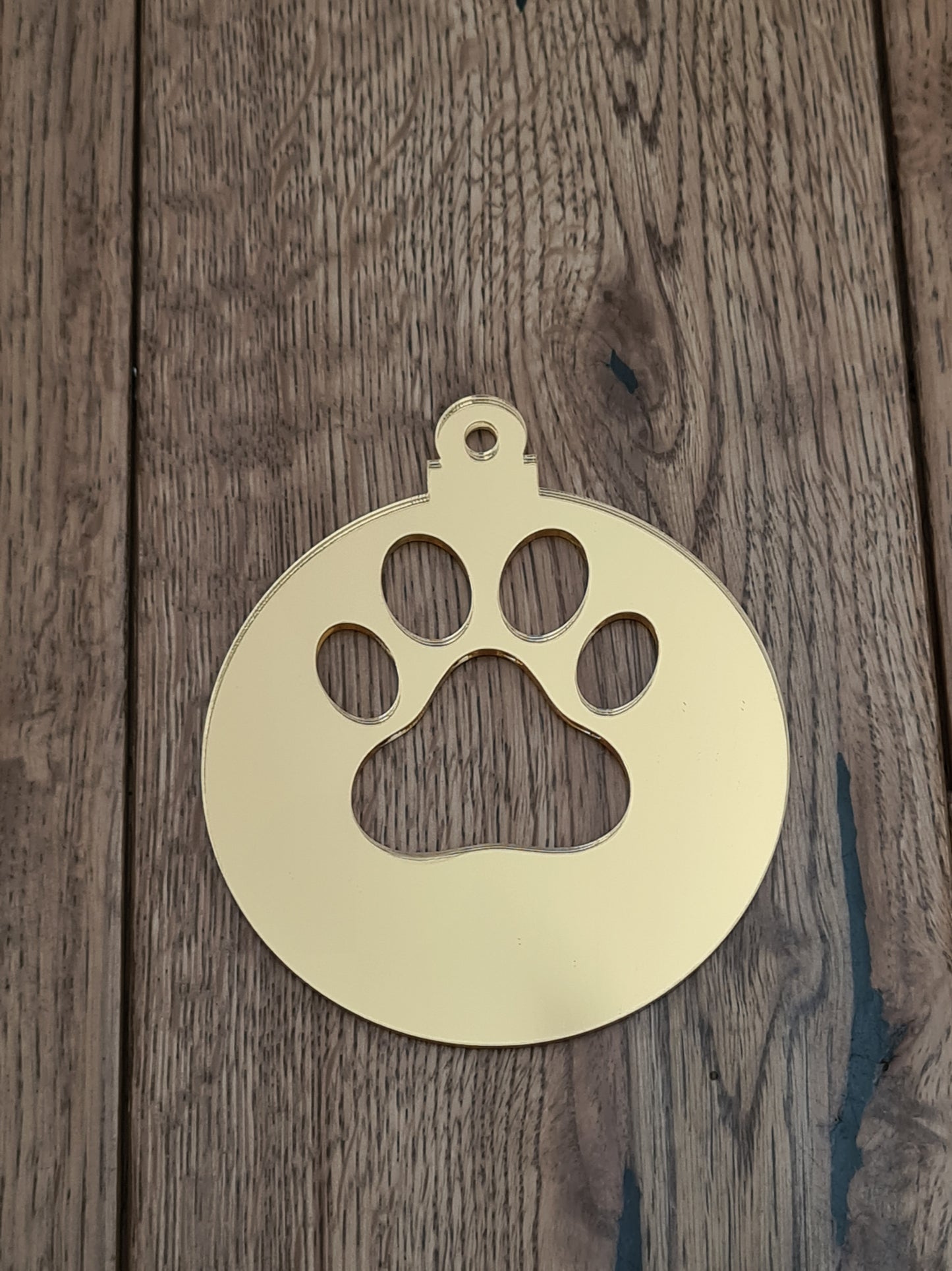 Acrylic Large Pawprint Cut Out Bauble Christmas Tree Decoration