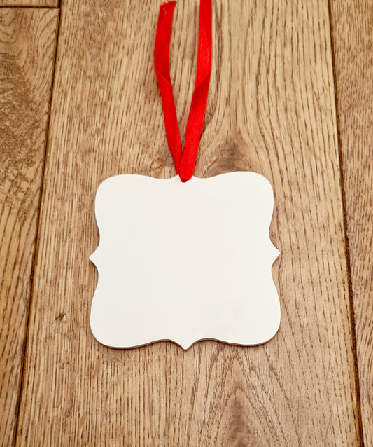 Sublimation HPP (polymer) Fancy Square Bauble Christmas Tree Decoration-Mackie Direct