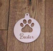 Load image into Gallery viewer, Personalised Acrylic Pawprint Cut Out Bauble Christmas Tree Decoration
