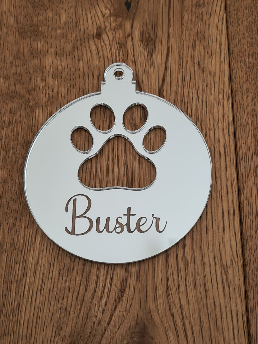 Personalised Acrylic Pawprint Cut Out Bauble Christmas Tree Decoration