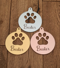 Load image into Gallery viewer, Personalised Acrylic Pawprint Cut Out Bauble Christmas Tree Decoration
