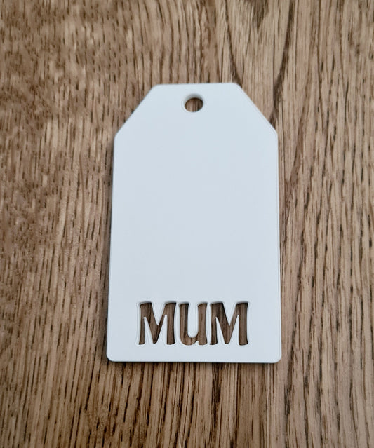 Acrylic MUM Cut Out Rectangle Tag - Mackie Direct