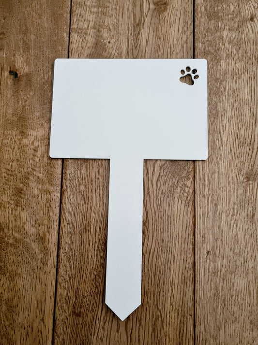 Rectangle Pawprint cut out Acrylic Grave Marker - Mackie Direct