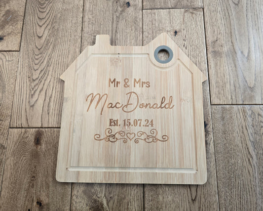 Personalised Bamboo House Shaped Board