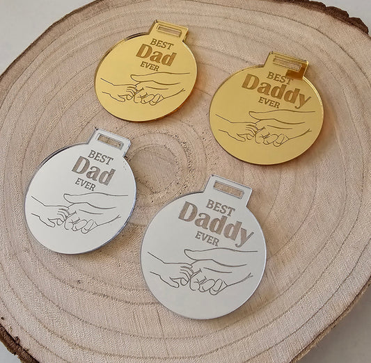 Acrylic Fathers Day Medal (hands), Mirror Acrylic