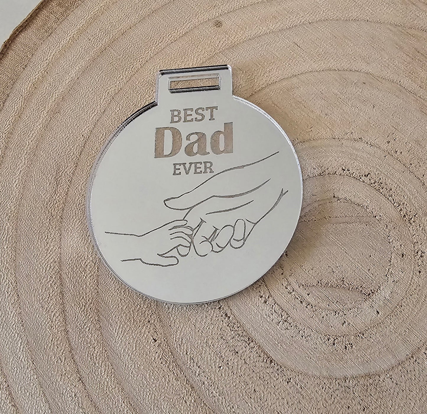 Acrylic Fathers Day Medal (hands), Mirror Acrylic