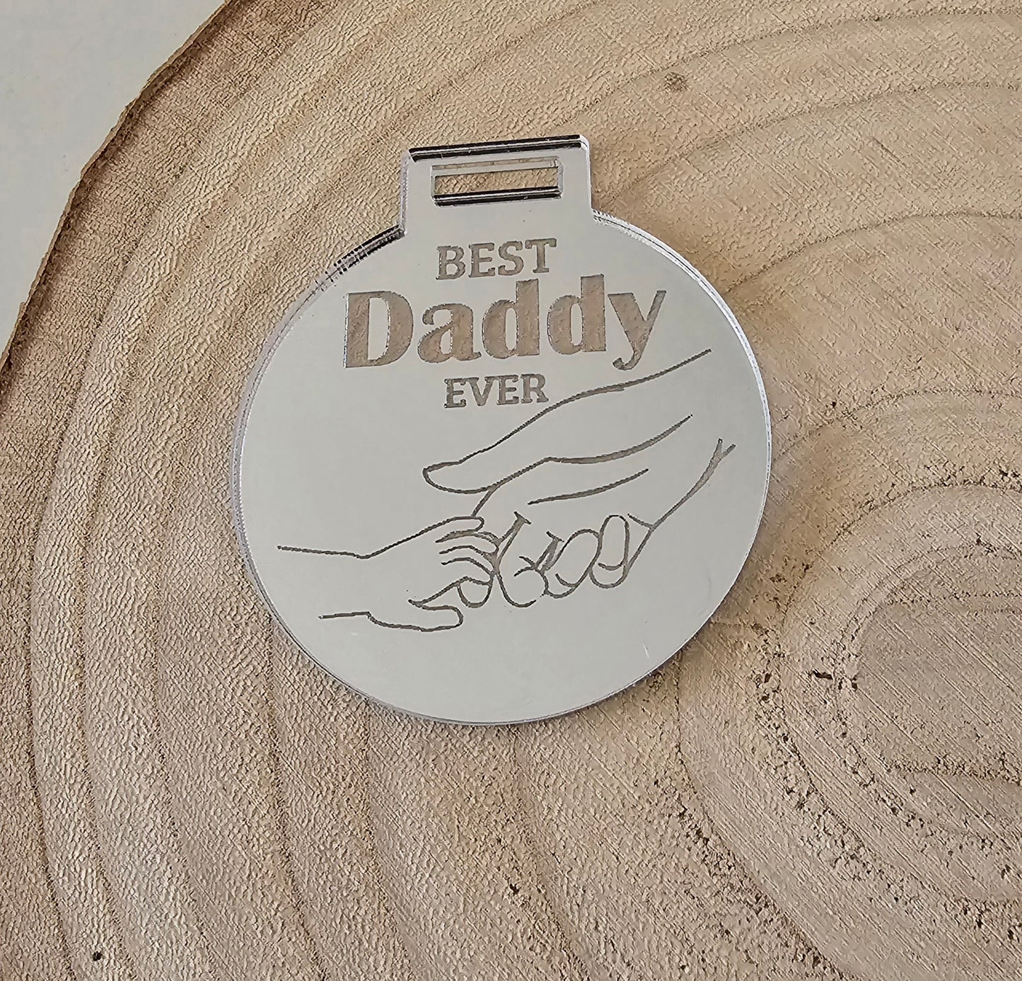 Acrylic Fathers Day Medal (hands), Mirror Acrylic