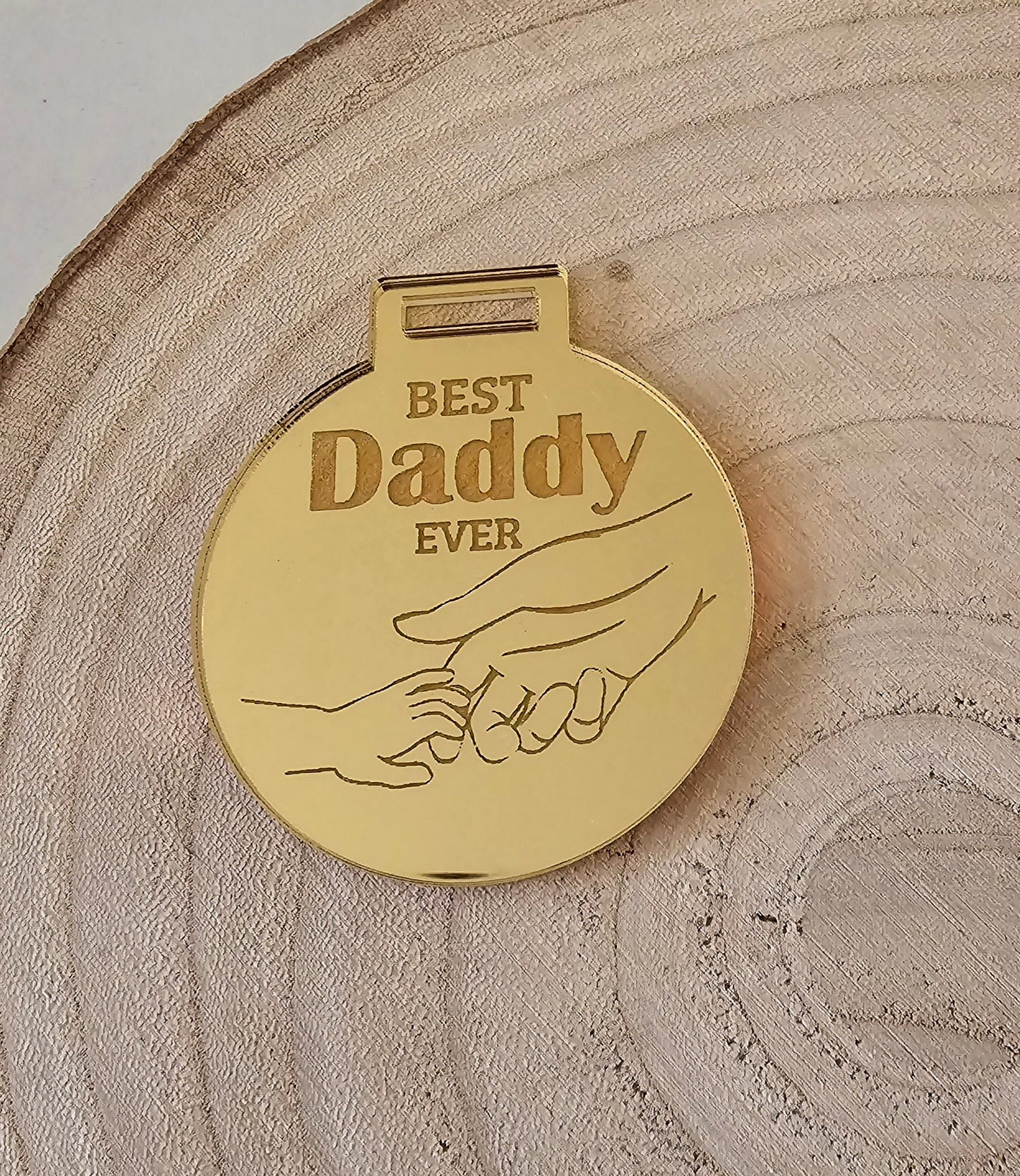 Acrylic Fathers Day Medal (hands), Mirror Acrylic