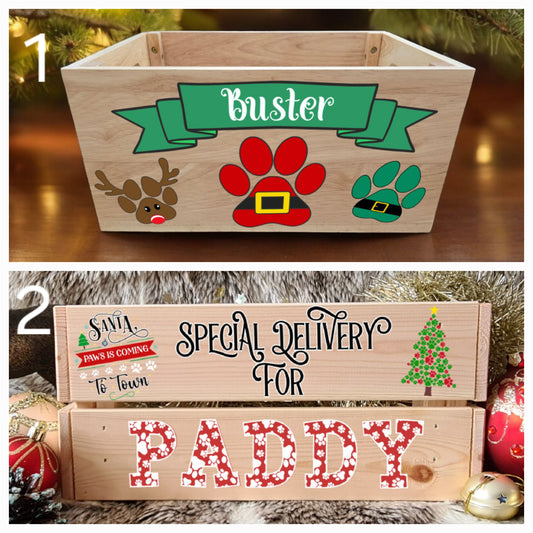 UV Printed Pet Christmas Wooden Crate - Fully Personalised