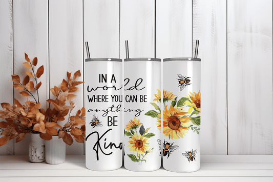 20oz Skinny Tumbler Sublimation Print - Be Kind - Mackie Direct