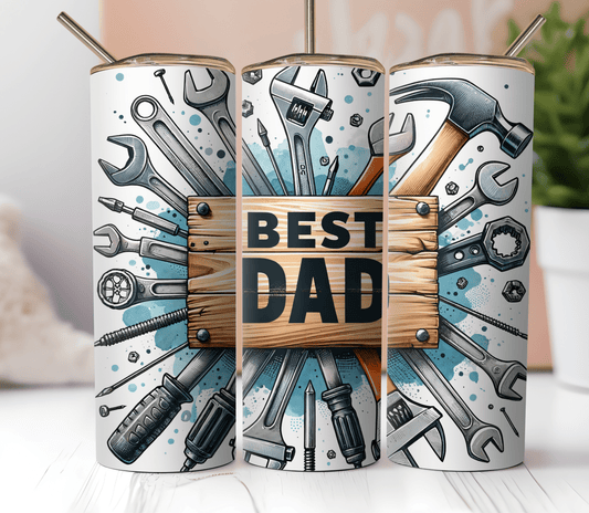 20oz Skinny Tumbler Sublimation Print - Best Dad - Mackie Direct