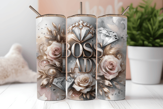 20oz Skinny Tumbler Sublimation Print - Boss Lady - Mackie Direct