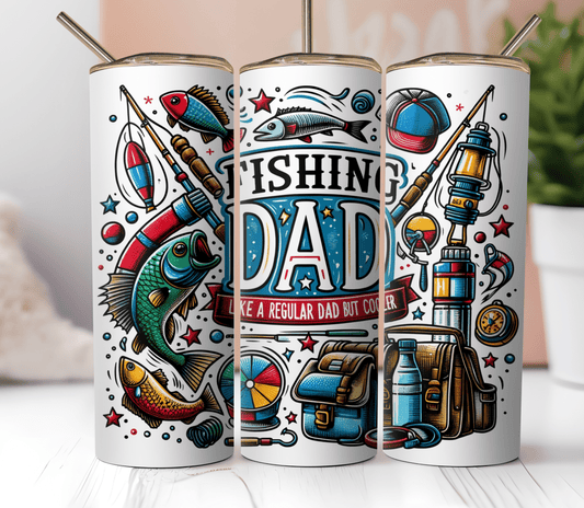 20oz Skinny Tumbler Sublimation Print - Fishing Dad - Mackie Direct