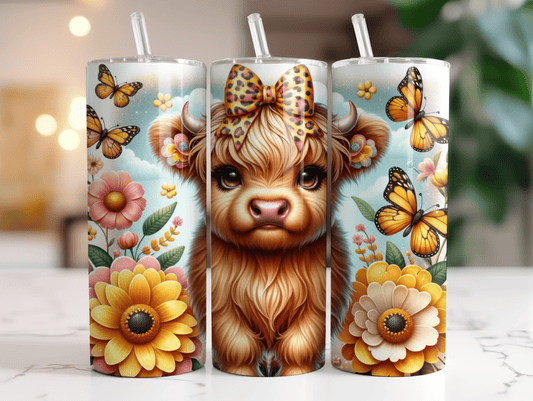 20oz Skinny Tumbler Sublimation Print - Highland Cow - Mackie Direct