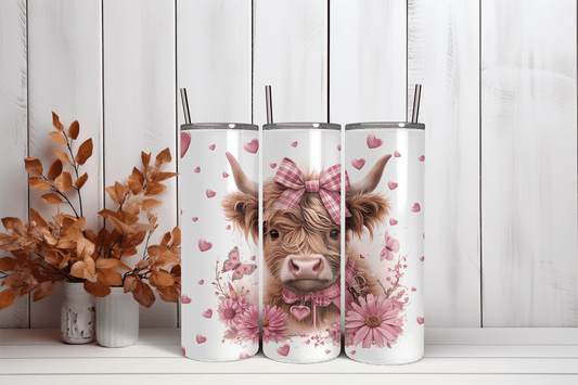 20oz Skinny Tumbler Sublimation Print - Highland Cow - Mackie Direct