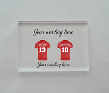 Load image into Gallery viewer, UV Printed Family Football Shirts Clear Acrylic Block
