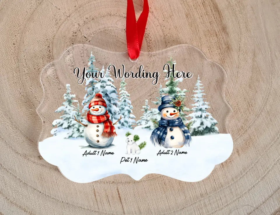 UV Printed Snowman Family Bauble