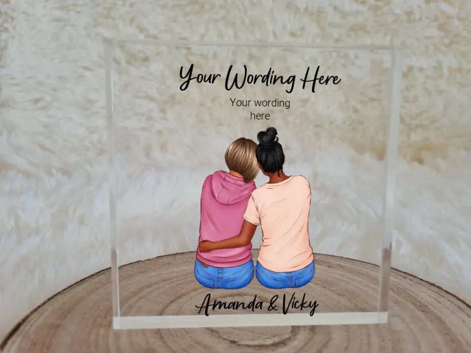 UV Printed Best Friends / Mother & Daughter Acrylic Block - Mackie Direct