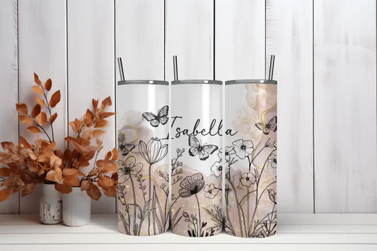 20oz Skinny Tumbler Sublimation Print - Boho Flowers