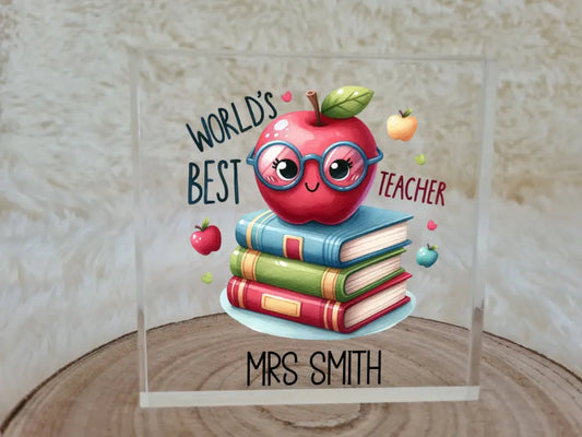 UV Printed Best Teacher Acrylic Block - Mackie Direct