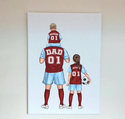 Football Dad and 2 children Canvas