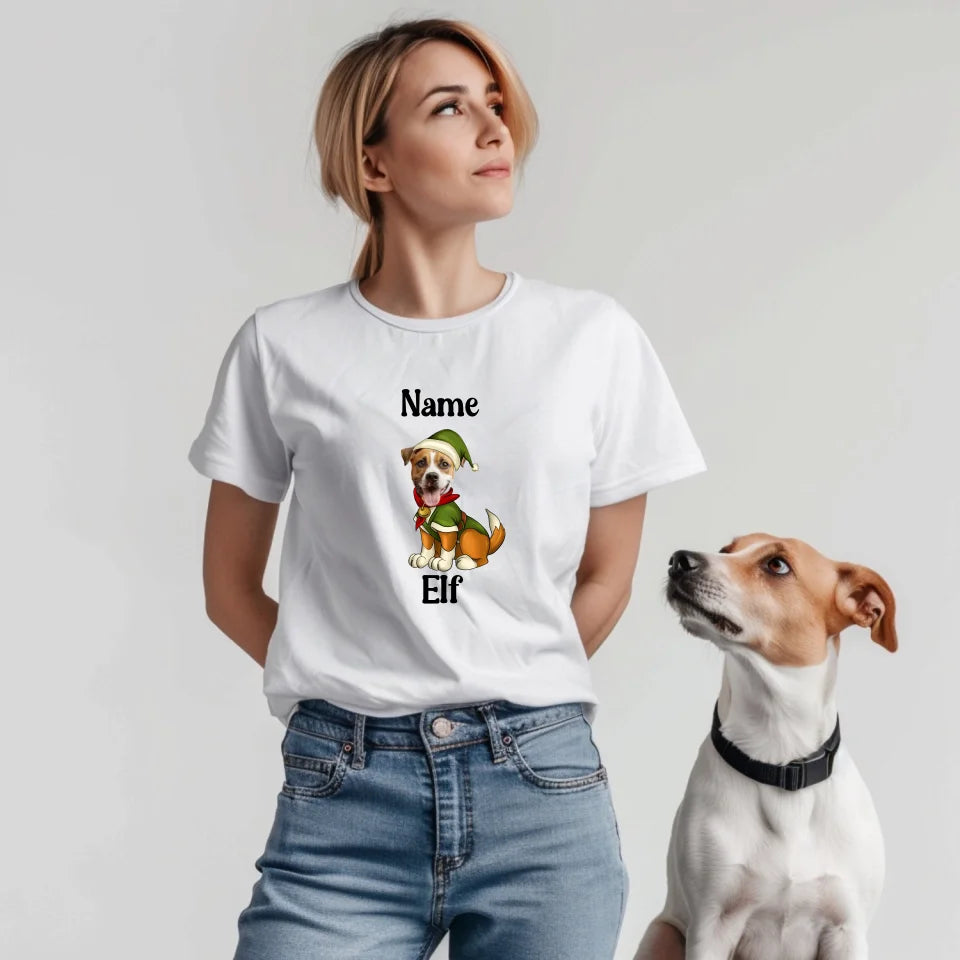 woman empty t-shirt with dog mockup - Mackie Direct