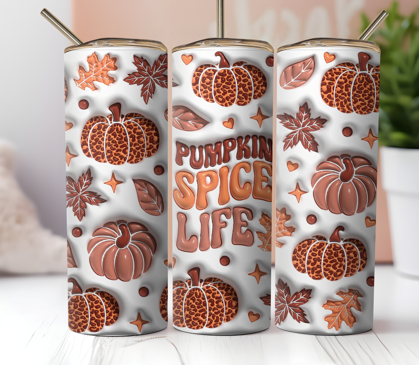 20oz Skinny Tumbler Sublimation Print  - Pumpkin Spice - Mackie Direct