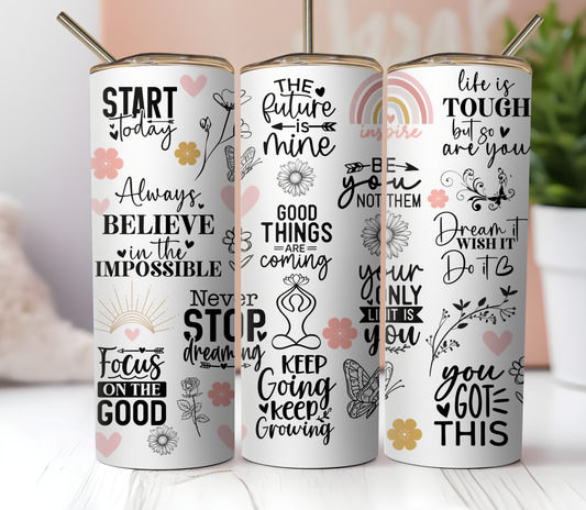 20oz Skinny Tumbler Sublimation Print  - Inspirational - Mackie Direct