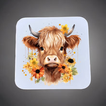 Load image into Gallery viewer, Highland Cow Coaster Sublimation Print
