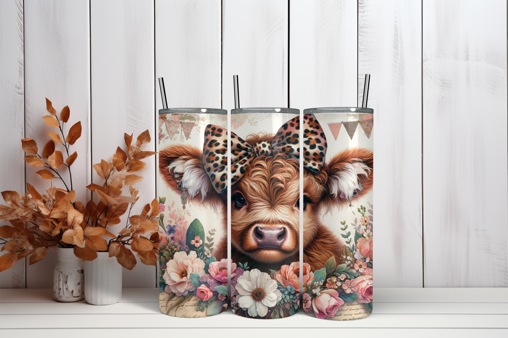 20oz Skinny Tumbler Sublimation Print  - Highland Cow - Mackie Direct