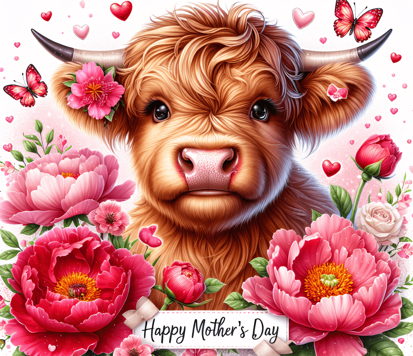 20oz Skinny Tumbler Sublimation Print  - Highland Cow Mothers Day