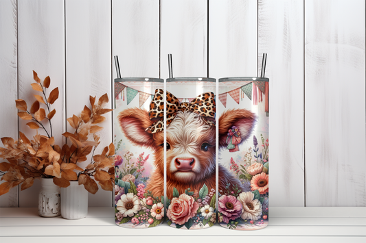 20oz Skinny Tumbler Sublimation Print  - Highland Cow - Mackie Direct