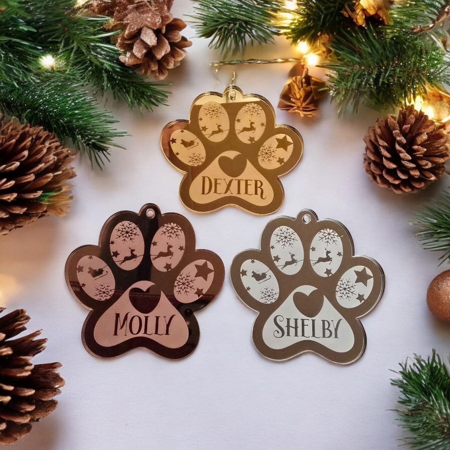 Personalised Acrylic Pawprint Bauble Christmas Tree Decoration-Mackie Direct