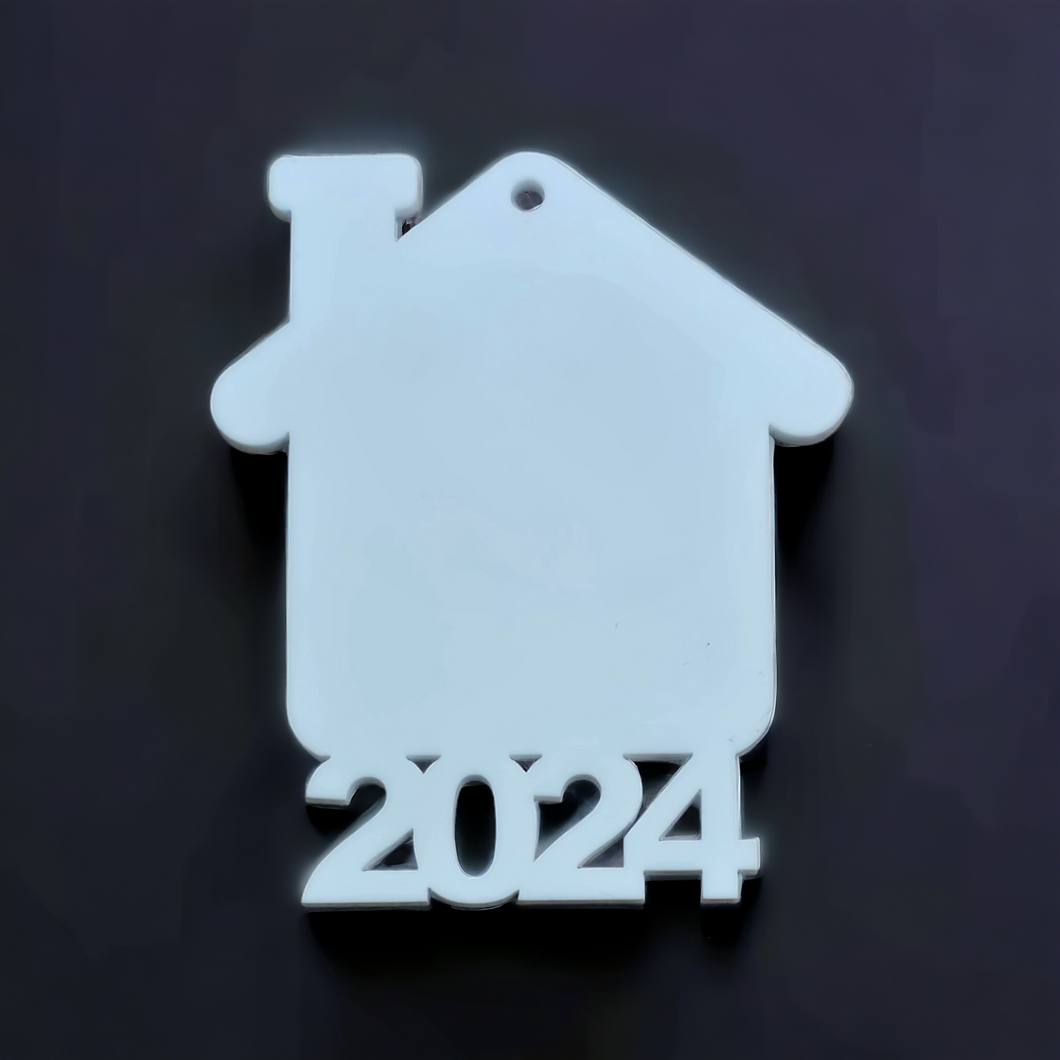 Acrylic House Shaped 2024 Christmas Bauble