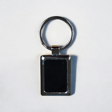 Load image into Gallery viewer, Metal Rectangle Keyrings with Black insert for engraving
