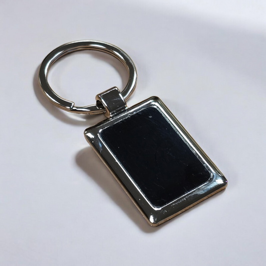 Metal Rectangle Keyrings with Black insert for engraving - Mackie Direct