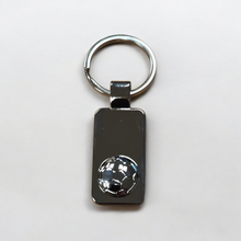 Load image into Gallery viewer, Metal Rectangle Football Keyring with Black insert for engraving
