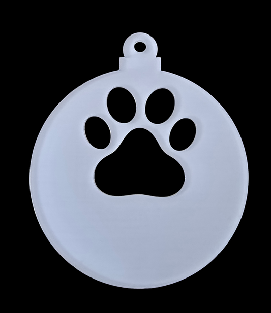 Premium Sublimation Coated Acrylic Large Pawprint Cut Out Bauble Christmas Tree Decoration - Mackie Direct