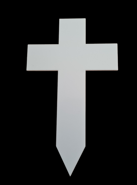 Premium Sublimation Coated Acrylic Cross Grave Marker - Mackie Direct