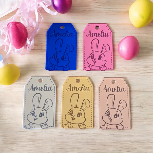 Personalised Acrylic Easter Bunny Tag, Mirror Acrylic- Mackie Direct