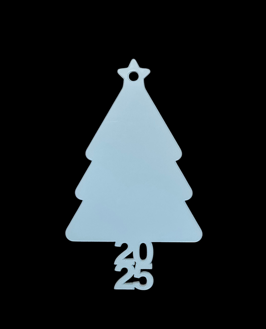 Acrylic Tree Shaped 2025 Christmas Bauble - Mackie Direct