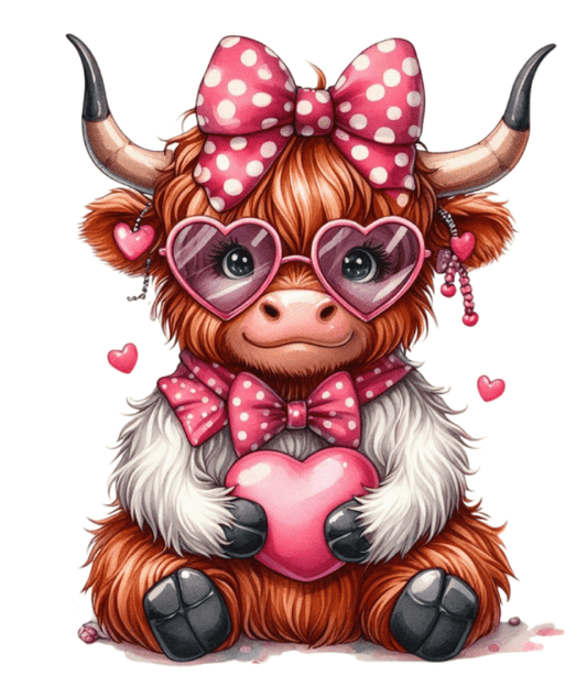 DTF Highland Cow Heart - Mackie Direct