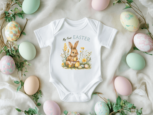 DTF My First Easter - Bunny with Flowers - Mackie Direct