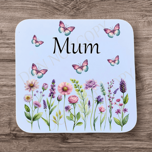 Mothers Day Flowers and Butterflies Coaster Sublimation Print - Mackie Direct