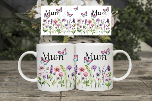 Mothers Day Flowers and Butterflies mug wrap sublimation print - Mackie Direct