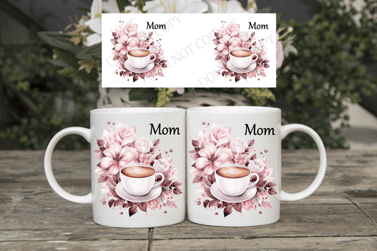 Mothers Day Purple Flower mug wrap sublimation print - Mackie Direct