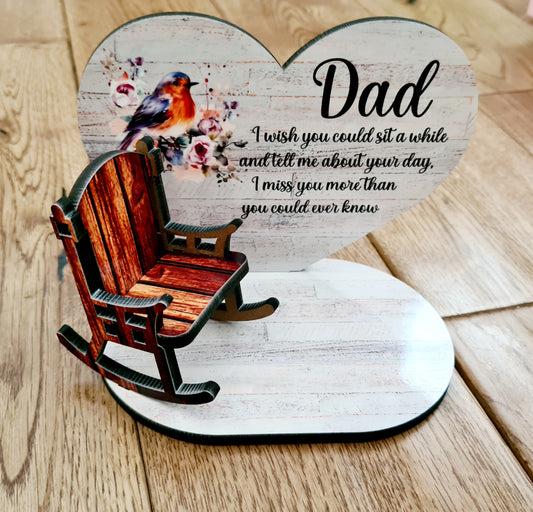 Heart & Single Chair Sublimation MDF Memorial Stand - Mackie Direct